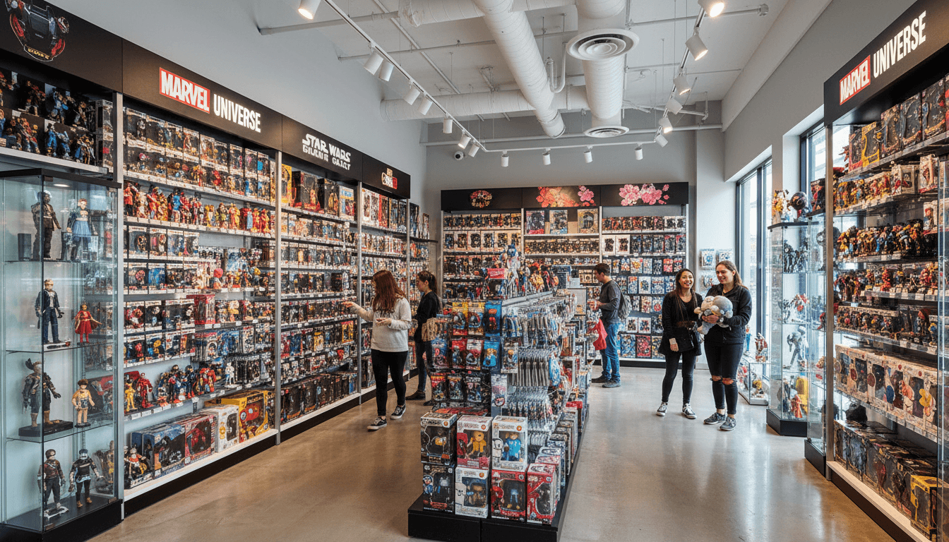 陳列香港電影明星紀念品嘅零售店